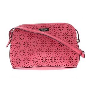 Kate Spade Cedar Street Mandy Coral Perforated Cut Out Flower Crossbody Bag EUC